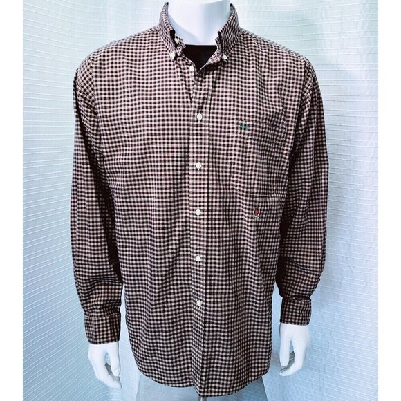 Tommy Hilfiger Button Down Plaid Shirt Brown Tan Men's L - Picture 3 of 16